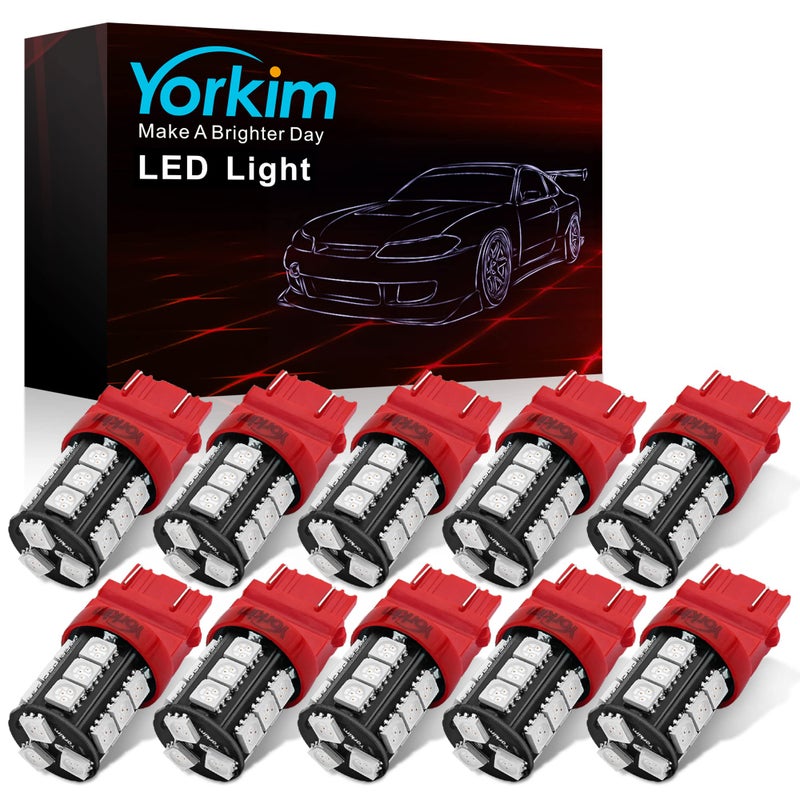 Yorkim 3157 Red LED Light Bulbs, 3056 3057 3156 3157 4157, 360 Degree Lighting Angle, Super Bright, Non-Polarity Design, Easy to Install - Image 1